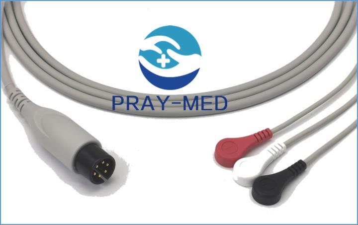 AAMI 6pin Compatible Direct-Connect 3lead ECG Cable snap AHA AAMI 6pin Compatible Direct-Connect 3lead ECG Cable snap AHA