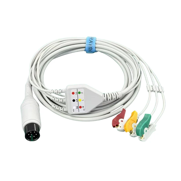 Mindray 6-Pin 3-Lead ECG Cable, AHA & IEC Snap / Grabber Clips