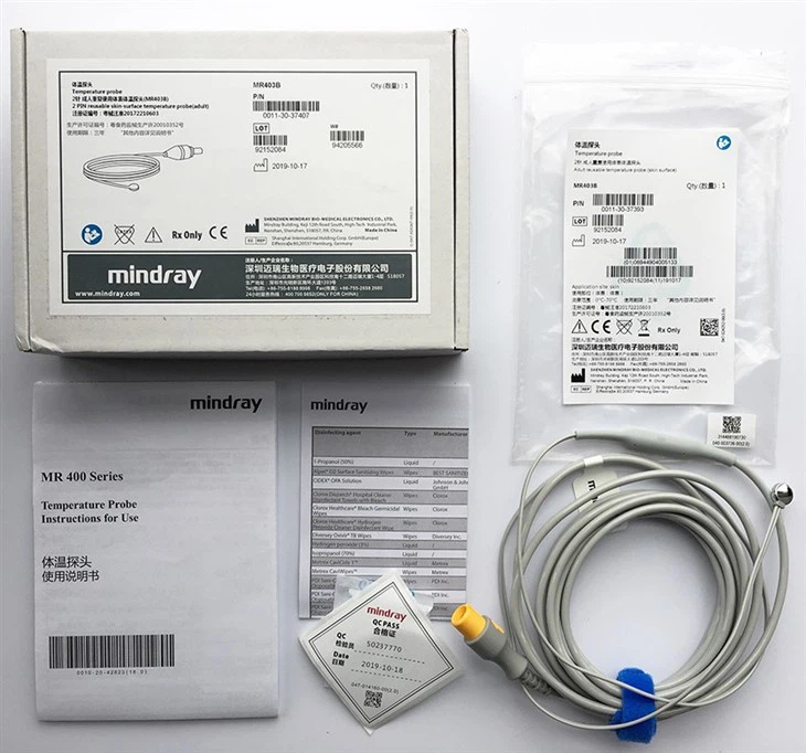Original Mindray 2pin Reusable Skin Surface Temperature Probe MR403B MR404B