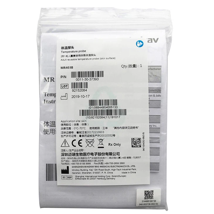 Sonda de temperatura de superficie de piel reutilizable Original Mindray 2pin MR403B MR404B