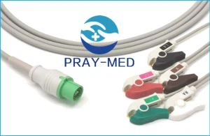 Cable Fukuda Denshi 5lead ECG con clip de 12 pines