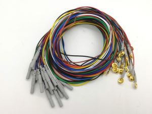 Electrodo bañado en oro de Eeg Cup, cable colorido de EEG, zócalo DIN1.5