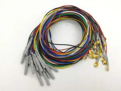 Electrodo bañado en oro de Eeg Cup, cable colorido de EEG, zócalo DIN1.5